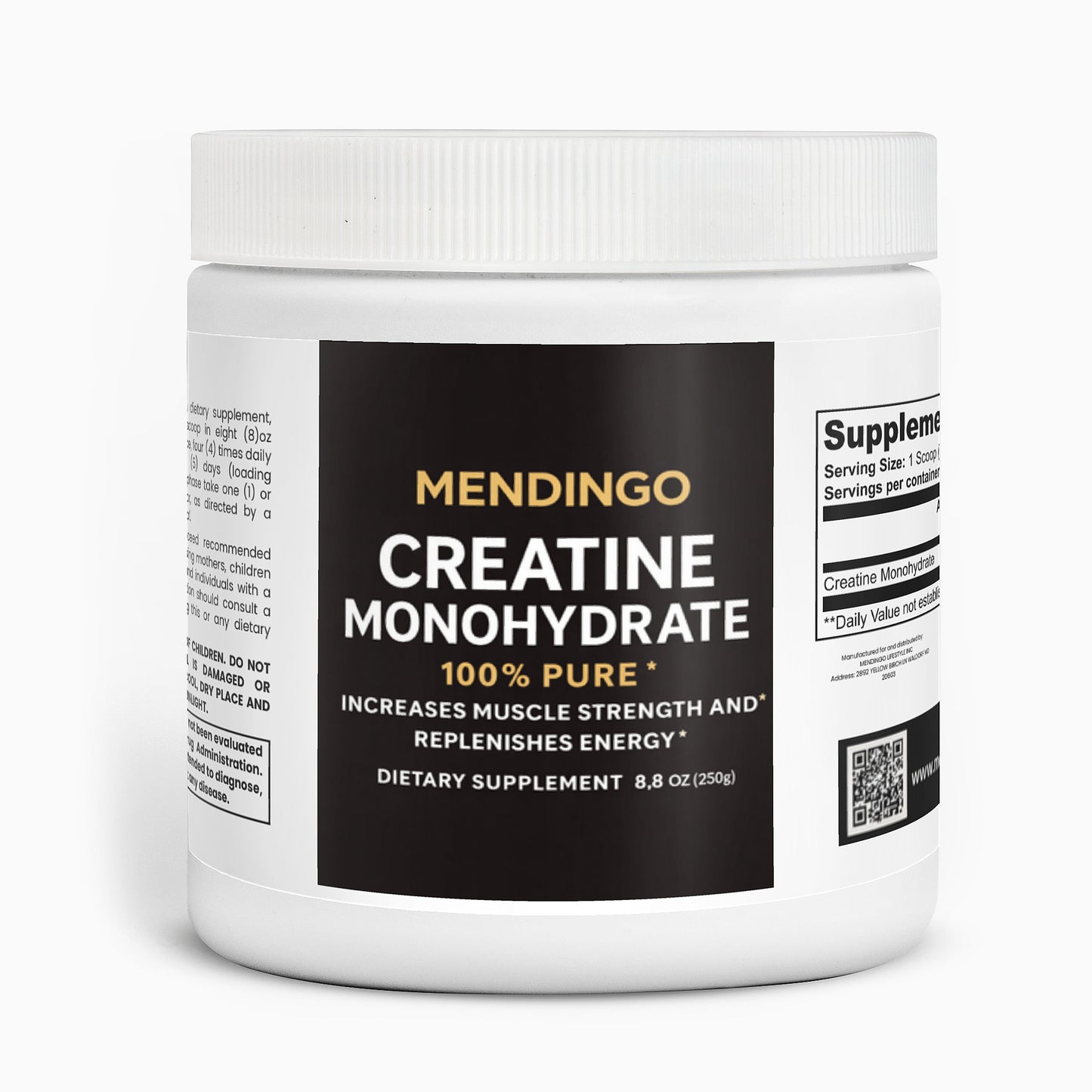 Creatine Monohydrate - Pure Muscle Building Supplement | Strength & Performance | Mendingo