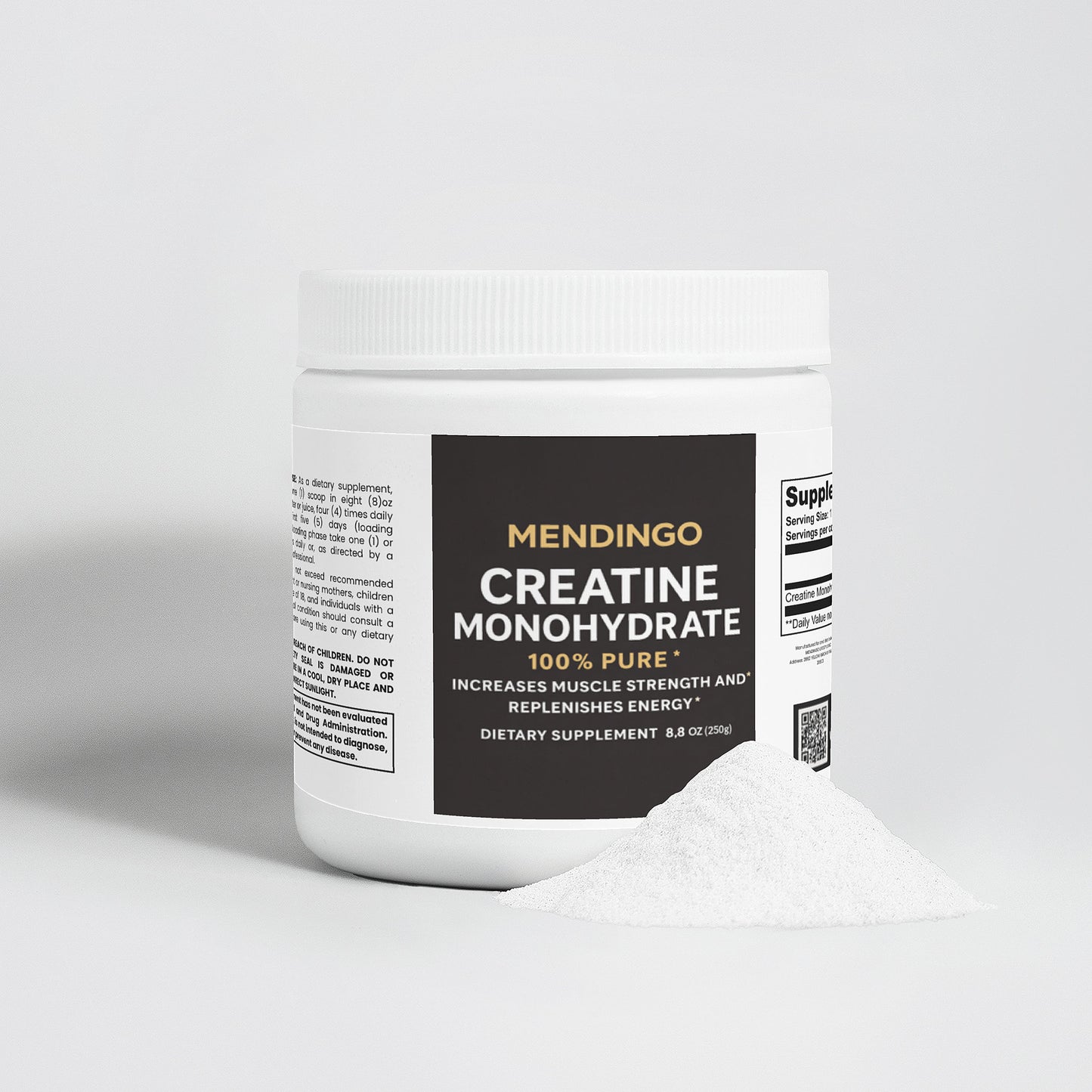 Creatine Monohydrate - Pure Muscle Building Supplement | Strength & Performance | Mendingo